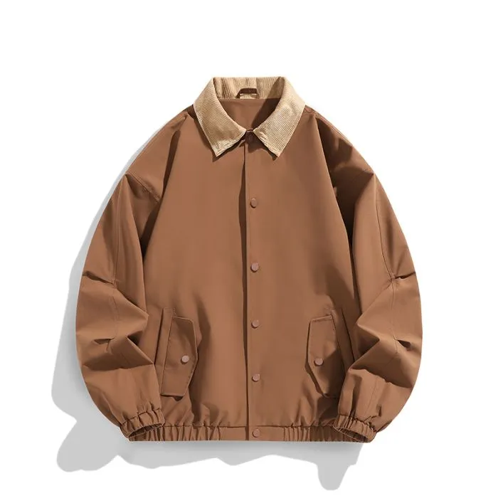 Trendy Men's Stand-Up Collar Trucker Jacket with Elastic Cuff