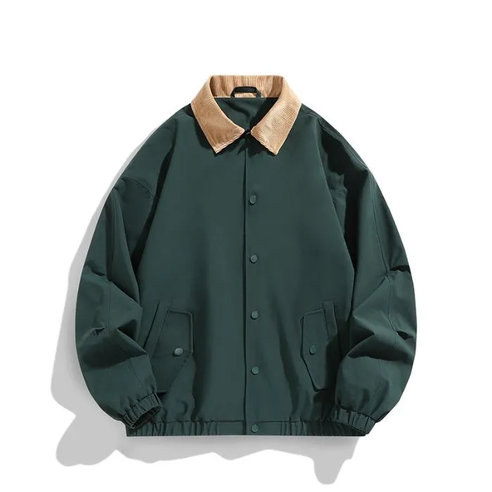 Trendy Men's Stand-Up Collar Trucker Jacket with Elastic Cuff