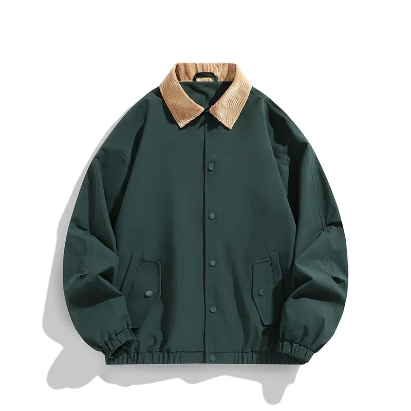 Trendy Men's Stand-Up Collar Trucker Jacket with Elastic Cuff