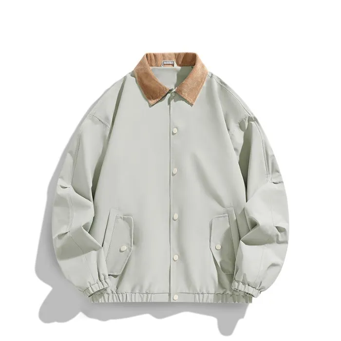 Trendy Men's Stand-Up Collar Trucker Jacket with Elastic Cuff