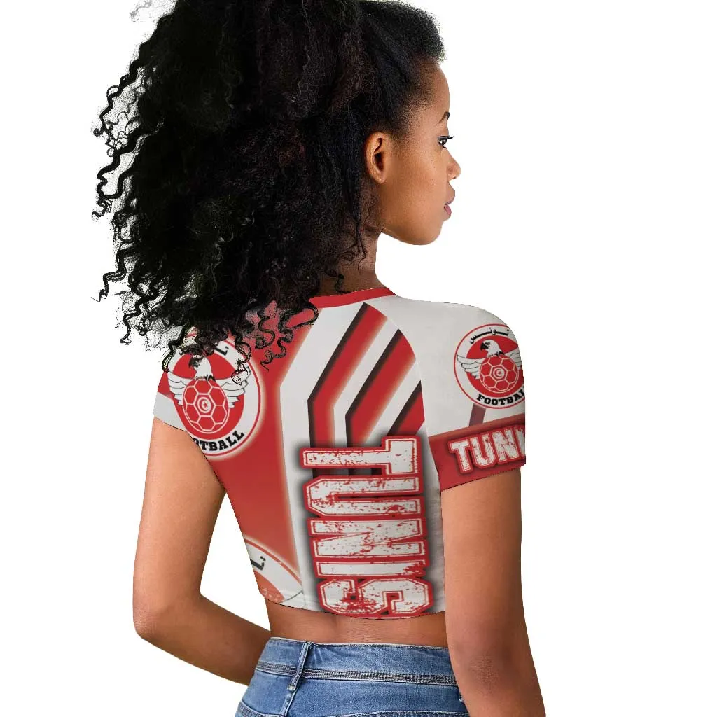 Tunisia Soccer Raglan Cropped T shirt Eagles of Carthage Football - Road To Champion DT03