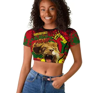 Unapologetically Black and Proud Raglan Cropped T shirt Africa Map with Lion DT02