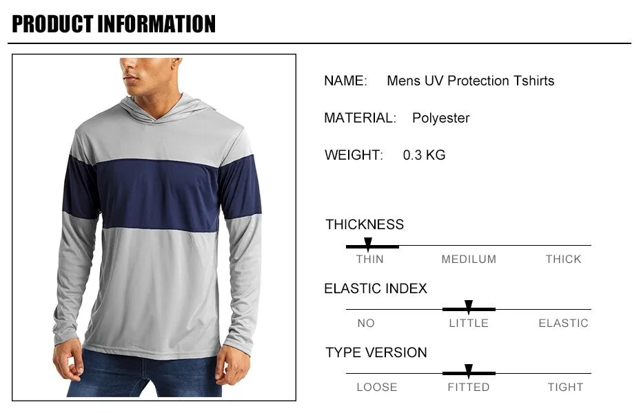 UV Protection T Shirts Men Summer Sun Protection Fitness Workout Long Sleeve Hoodie T-shirts Casual Hike Tshirts Man
