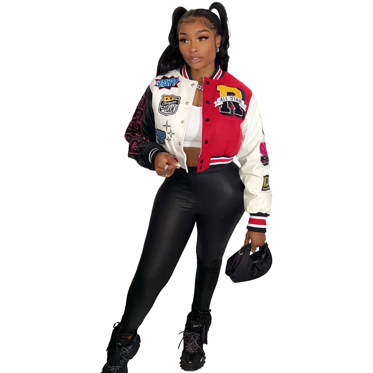 Varsity Short Jackets  Single Breasted Coat Cropped