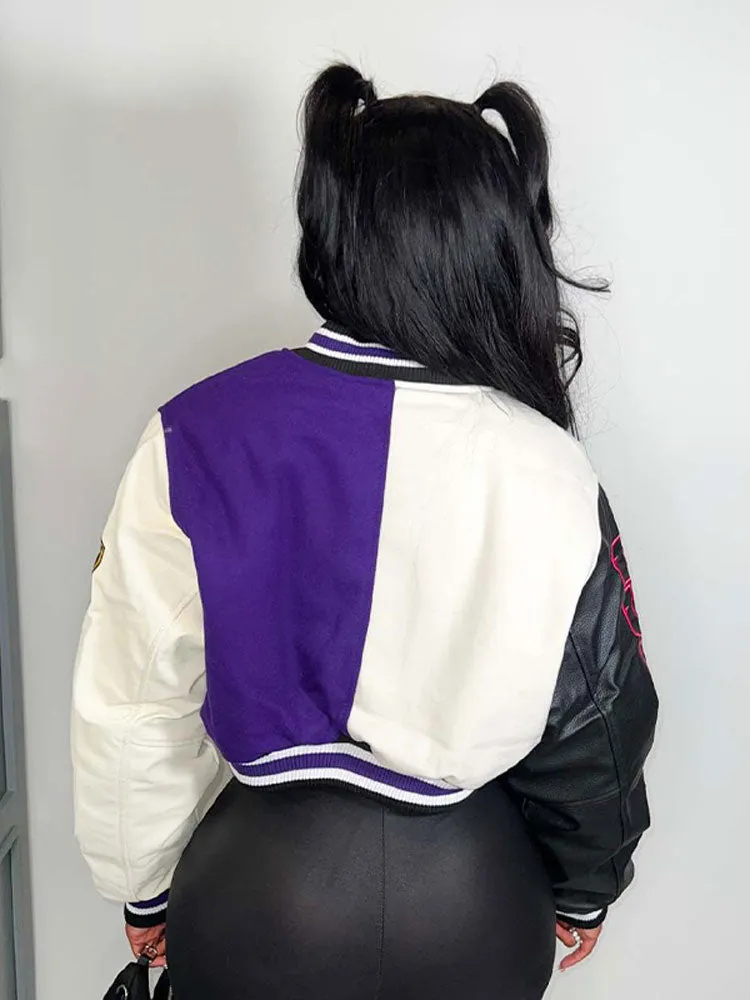 Varsity Short Jackets  Single Breasted Coat Cropped