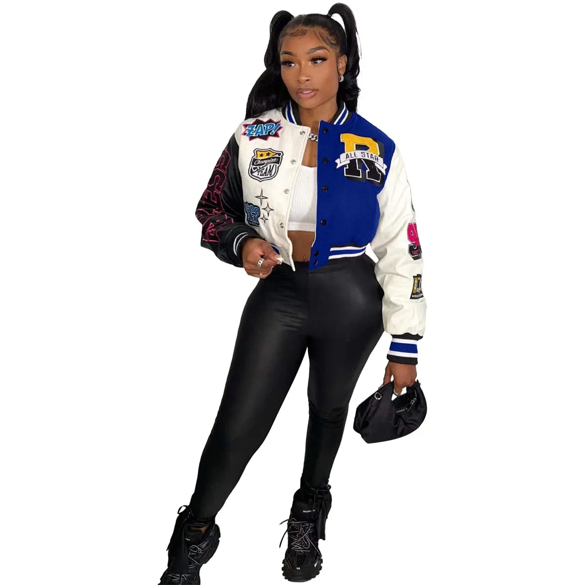 Varsity Short Jackets  Single Breasted Coat Cropped