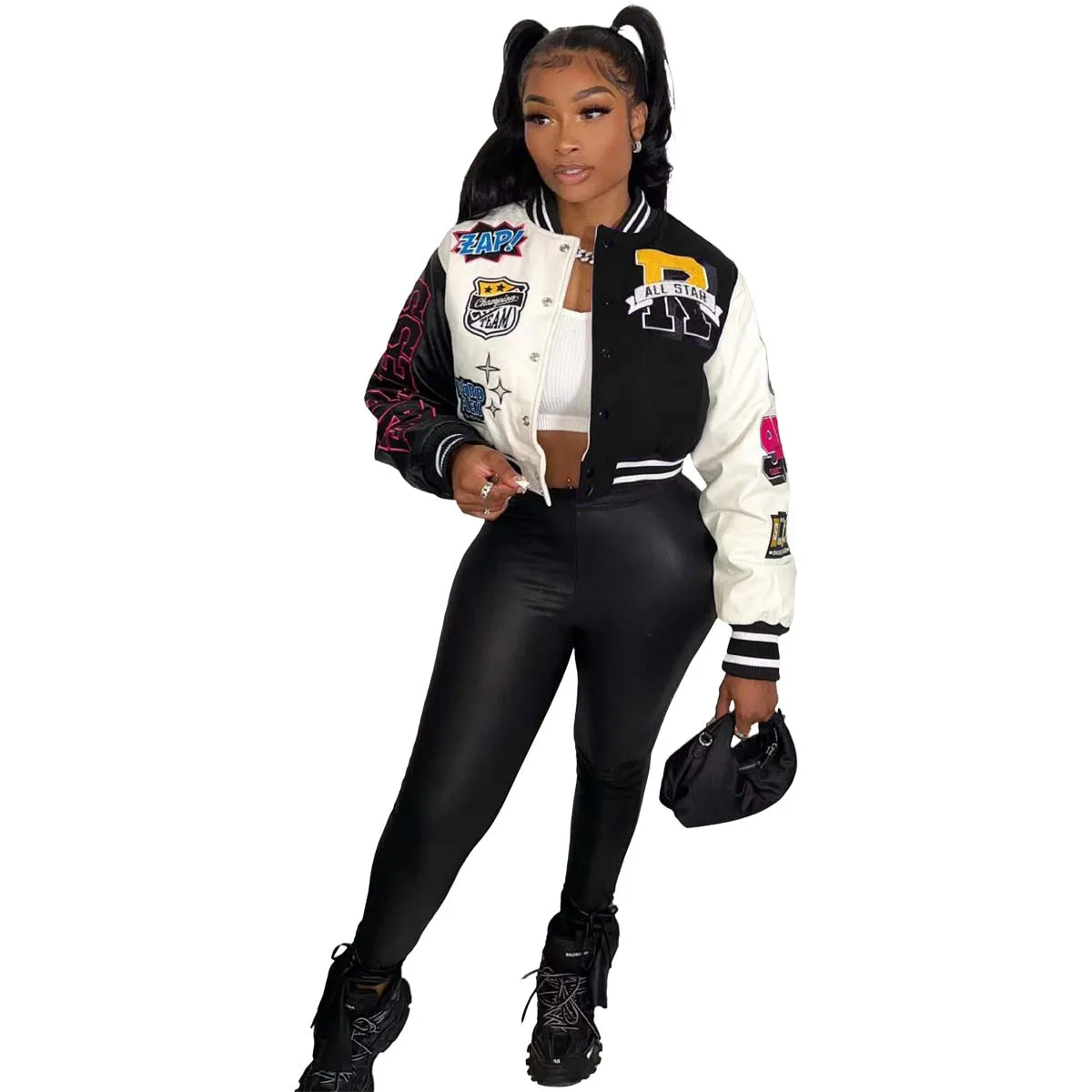 Varsity Short Jackets  Single Breasted Coat Cropped