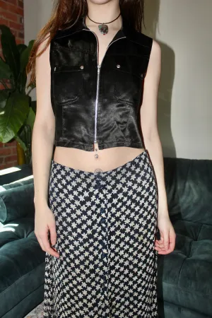 Vintage 90s Cropped Zip Up Vest Top (M)