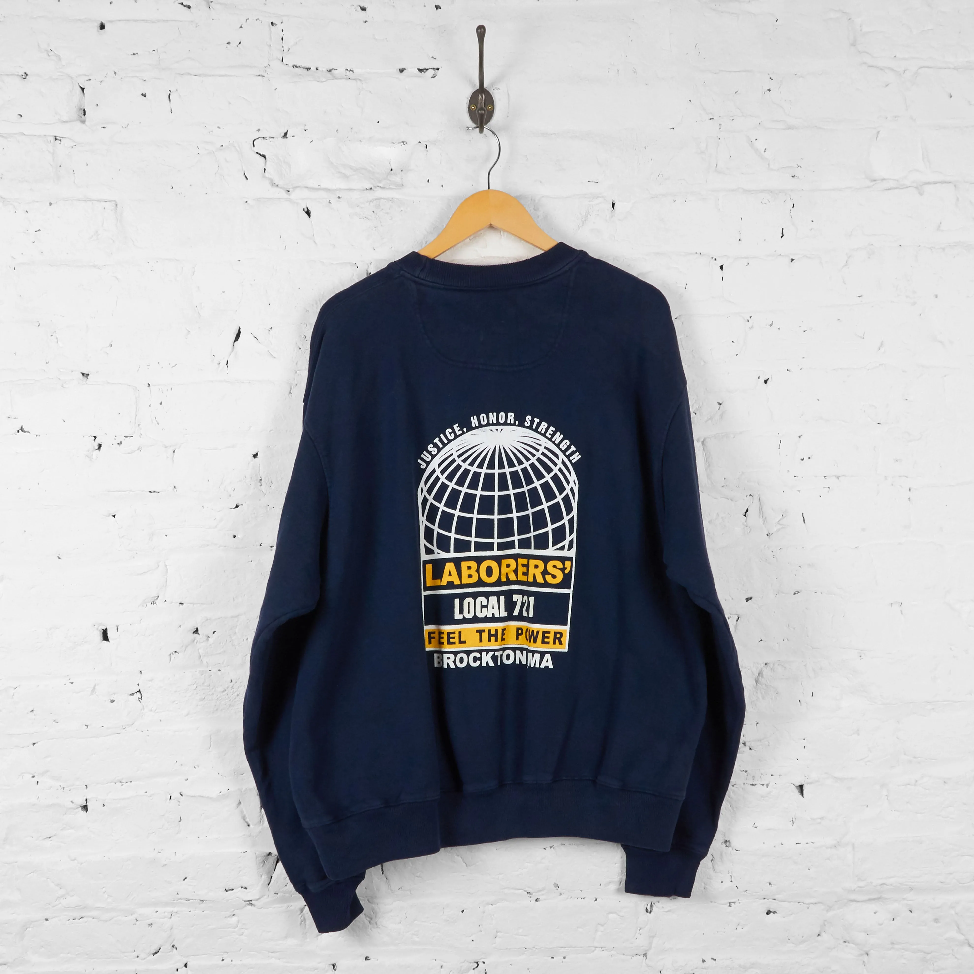 Vintage Champion Laborers Union Sweatshirt - Navy - XL