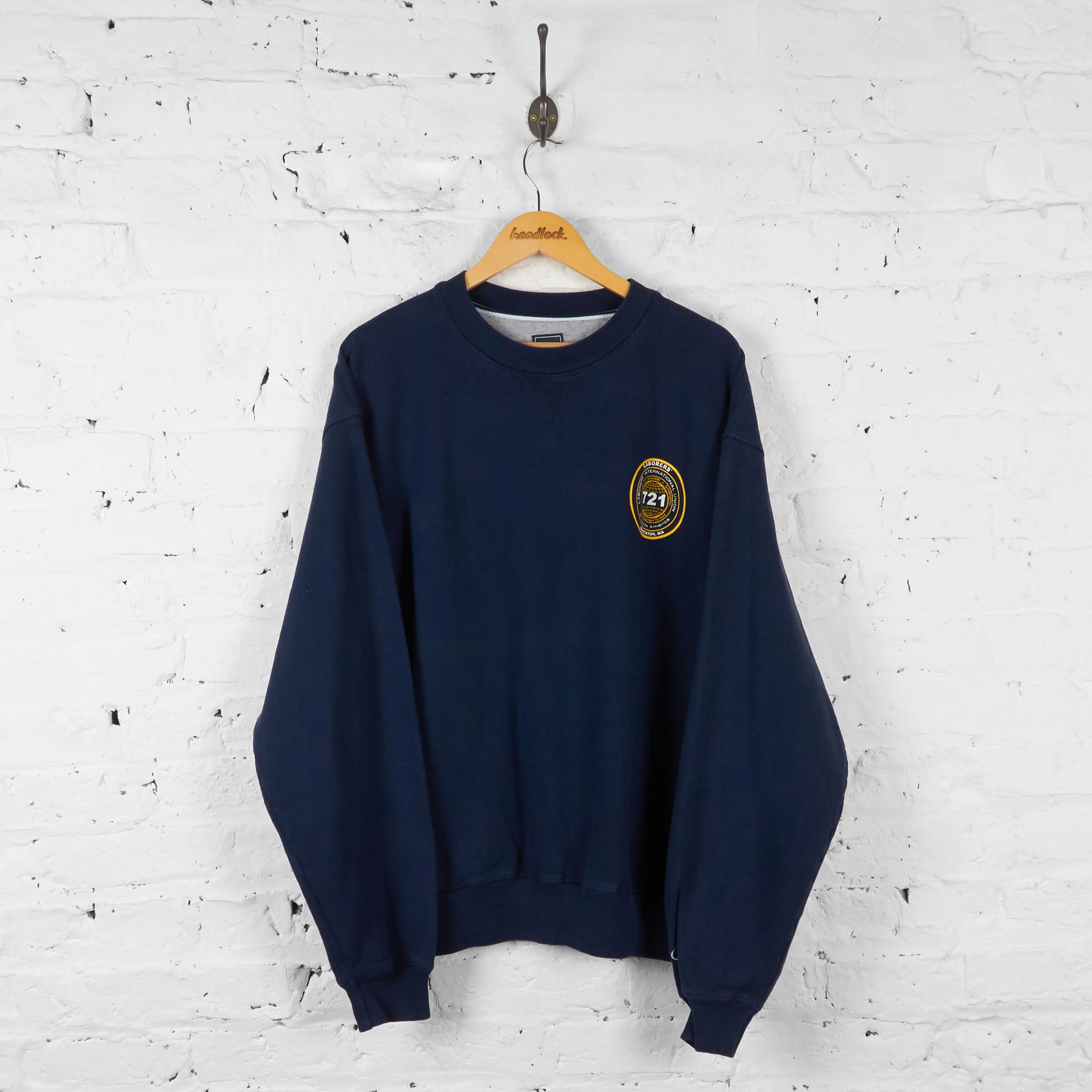 Vintage Champion Laborers Union Sweatshirt - Navy - XL