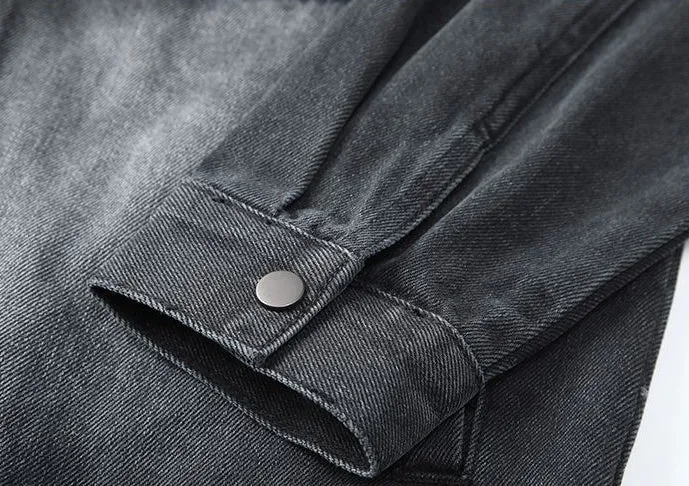 Vintage Patchwork Flap Pocket Denim Jacket for Men