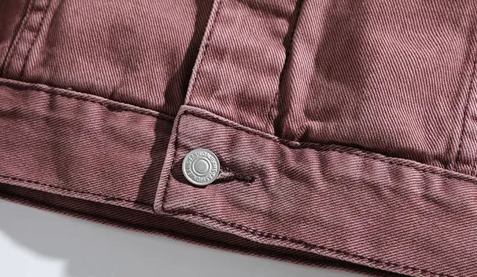 Vintage Relaxed-Fit Button-Up Trucker Denim Jacket for Trendy Men