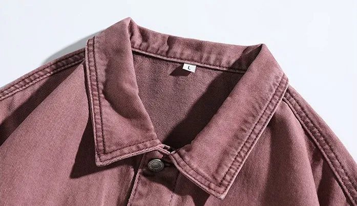 Vintage Relaxed-Fit Button-Up Trucker Denim Jacket for Trendy Men