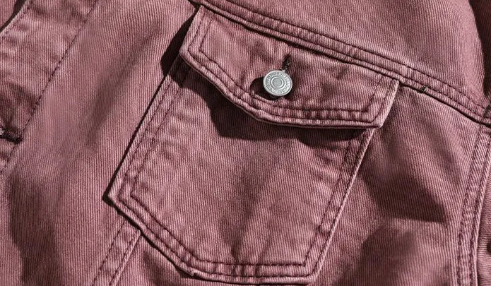 Vintage Relaxed-Fit Button-Up Trucker Denim Jacket for Trendy Men