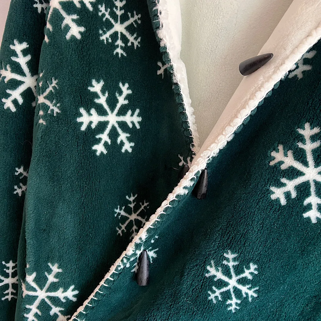 Vintage Snowflake Fleece Hooded Coat