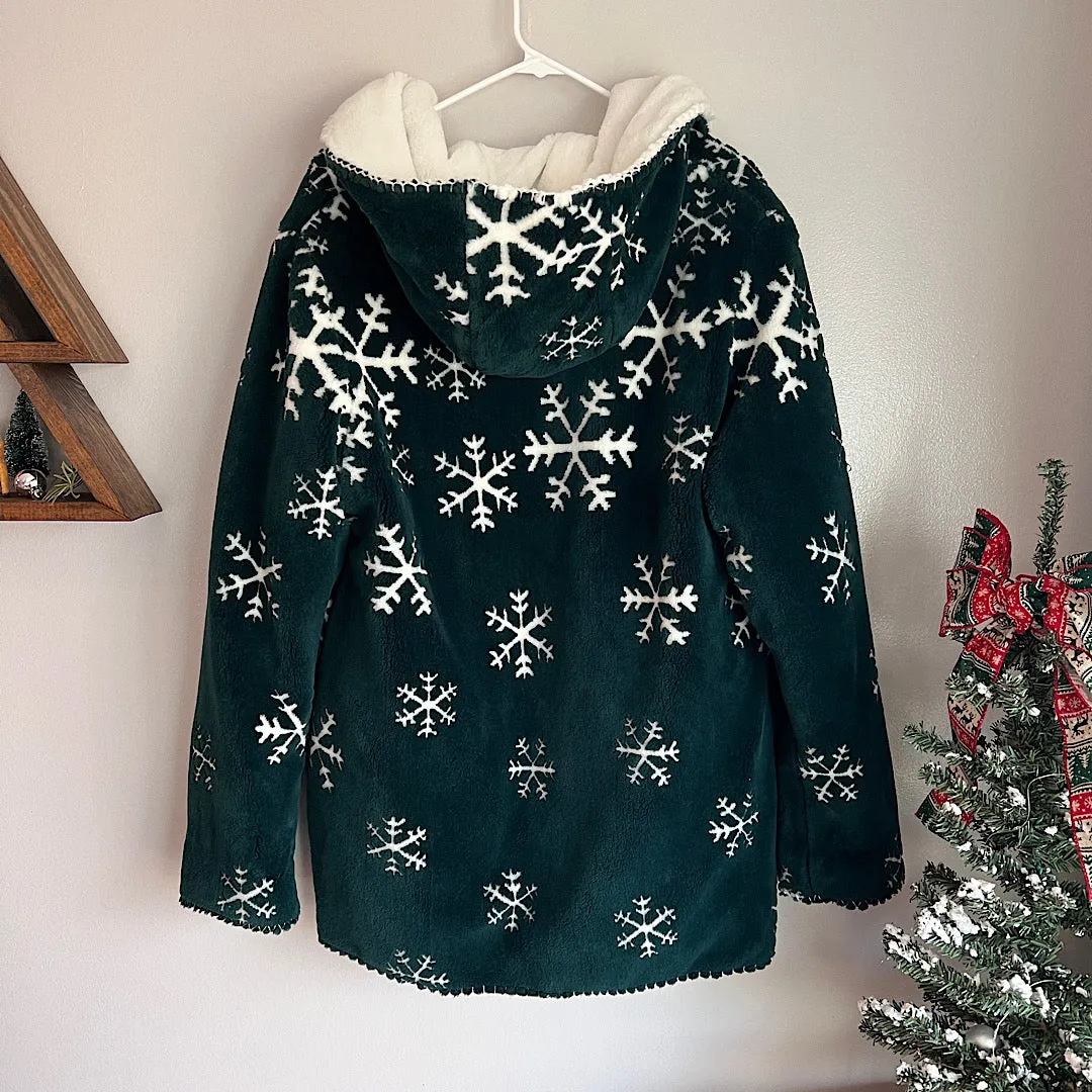 Vintage Snowflake Fleece Hooded Coat