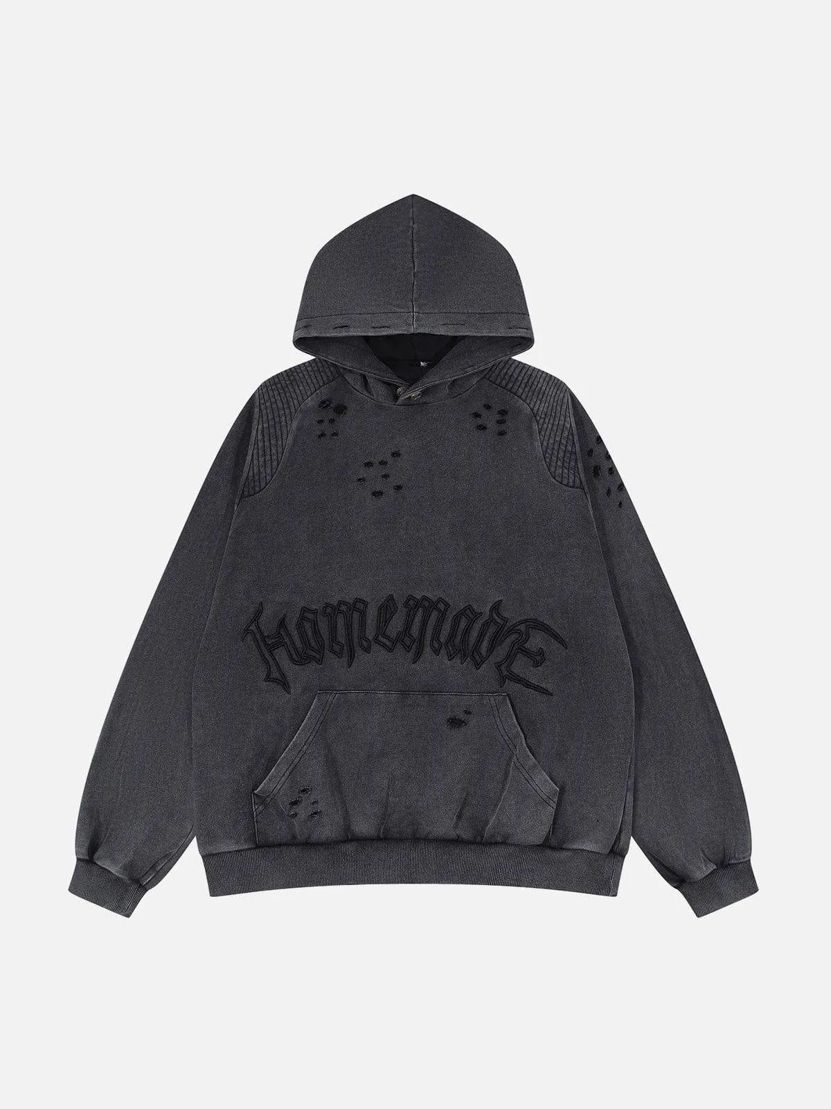Washed Cut Embroidery Letters Hoodie