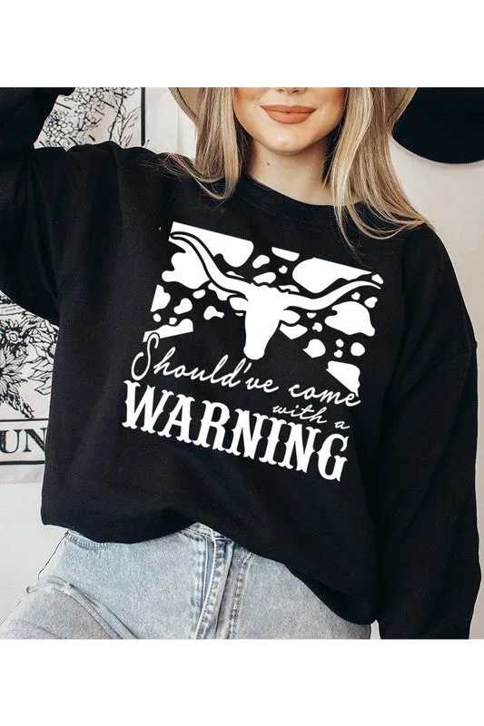 Western Cow Animal Warning Graphic Sweatshirts