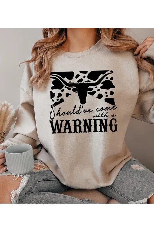 Western Cow Animal Warning Graphic Sweatshirts