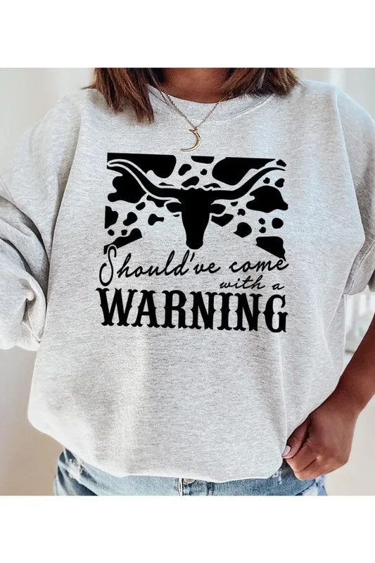Western Cow Animal Warning Graphic Sweatshirts