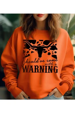 Western Cow Animal Warning Graphic Sweatshirts