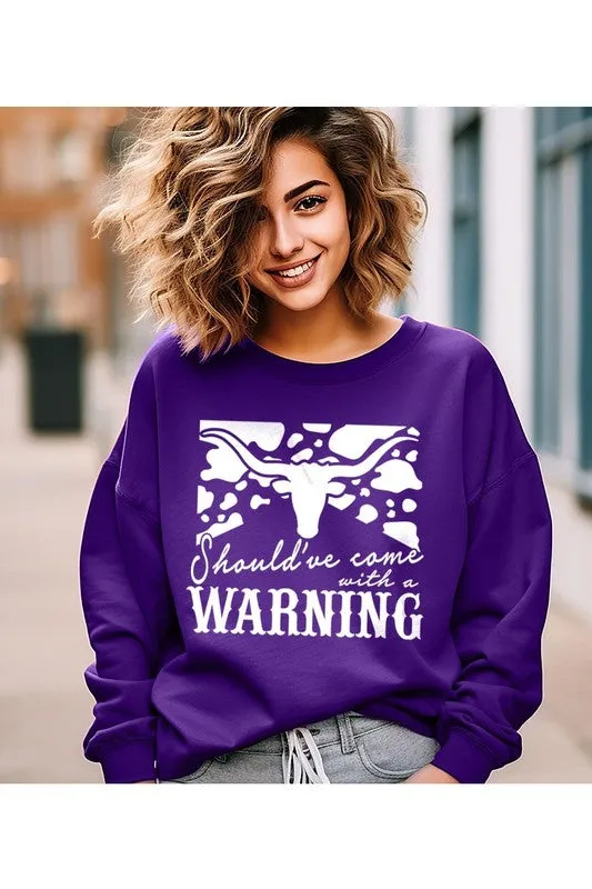 Western Cow Animal Warning Graphic Sweatshirts