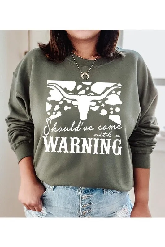 Western Cow Animal Warning Graphic Sweatshirts