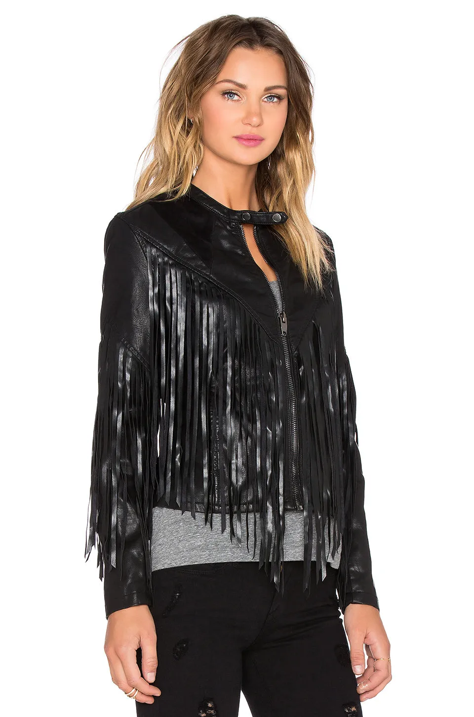 Western Fringe Black Leather Jacket for Women Cowgirl WFJ755
