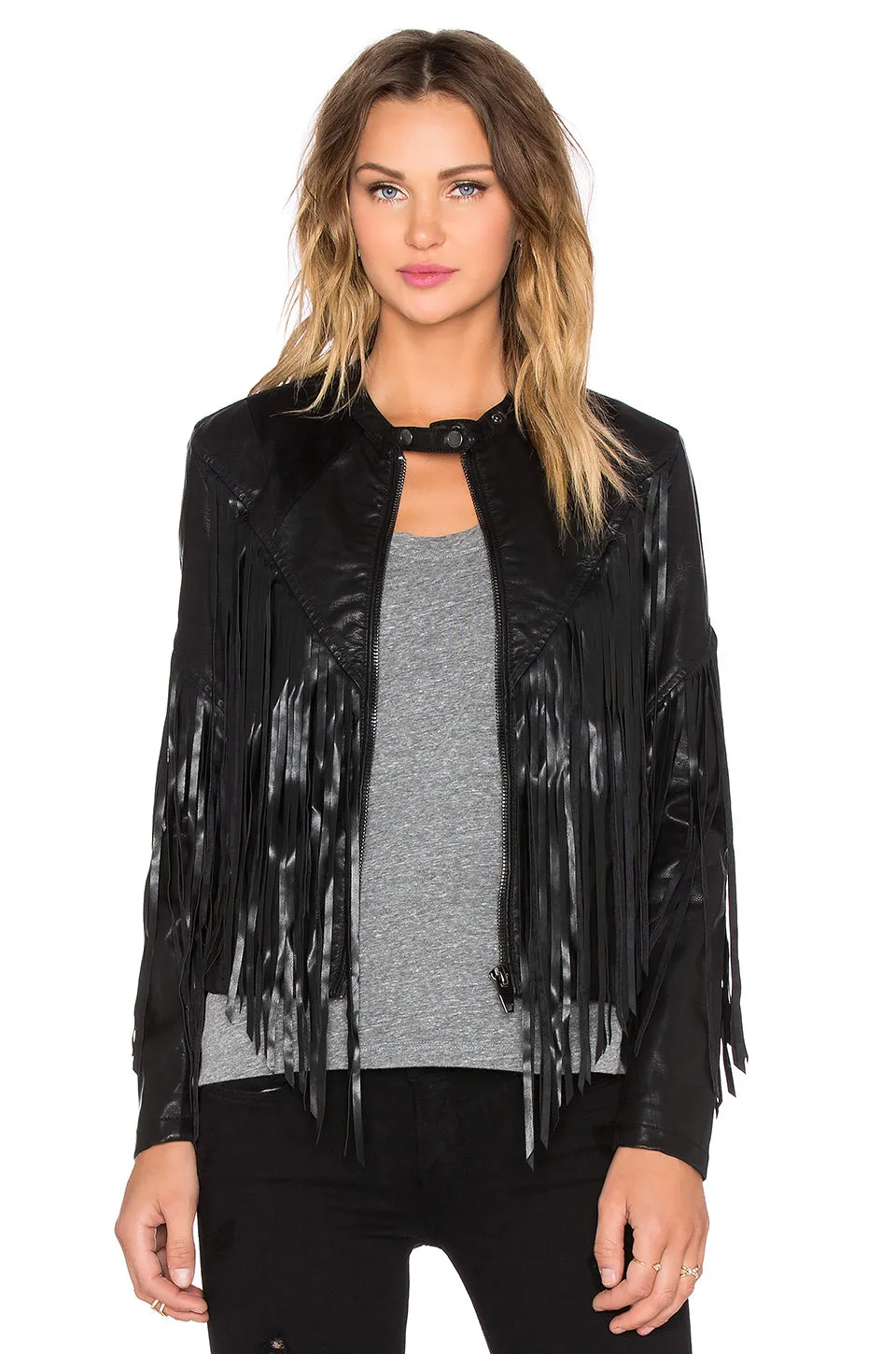 Western Fringe Black Leather Jacket for Women Cowgirl WFJ755