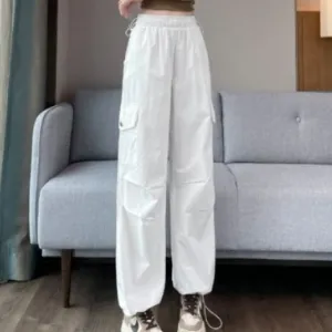 White Parachute Cargo Pants