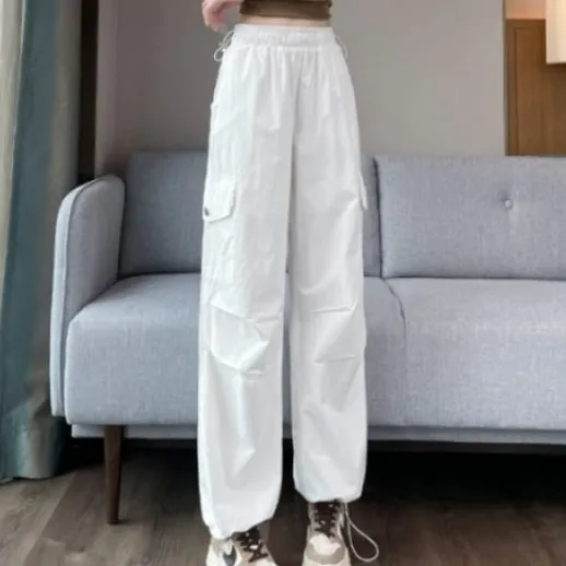 White Parachute Cargo Pants
