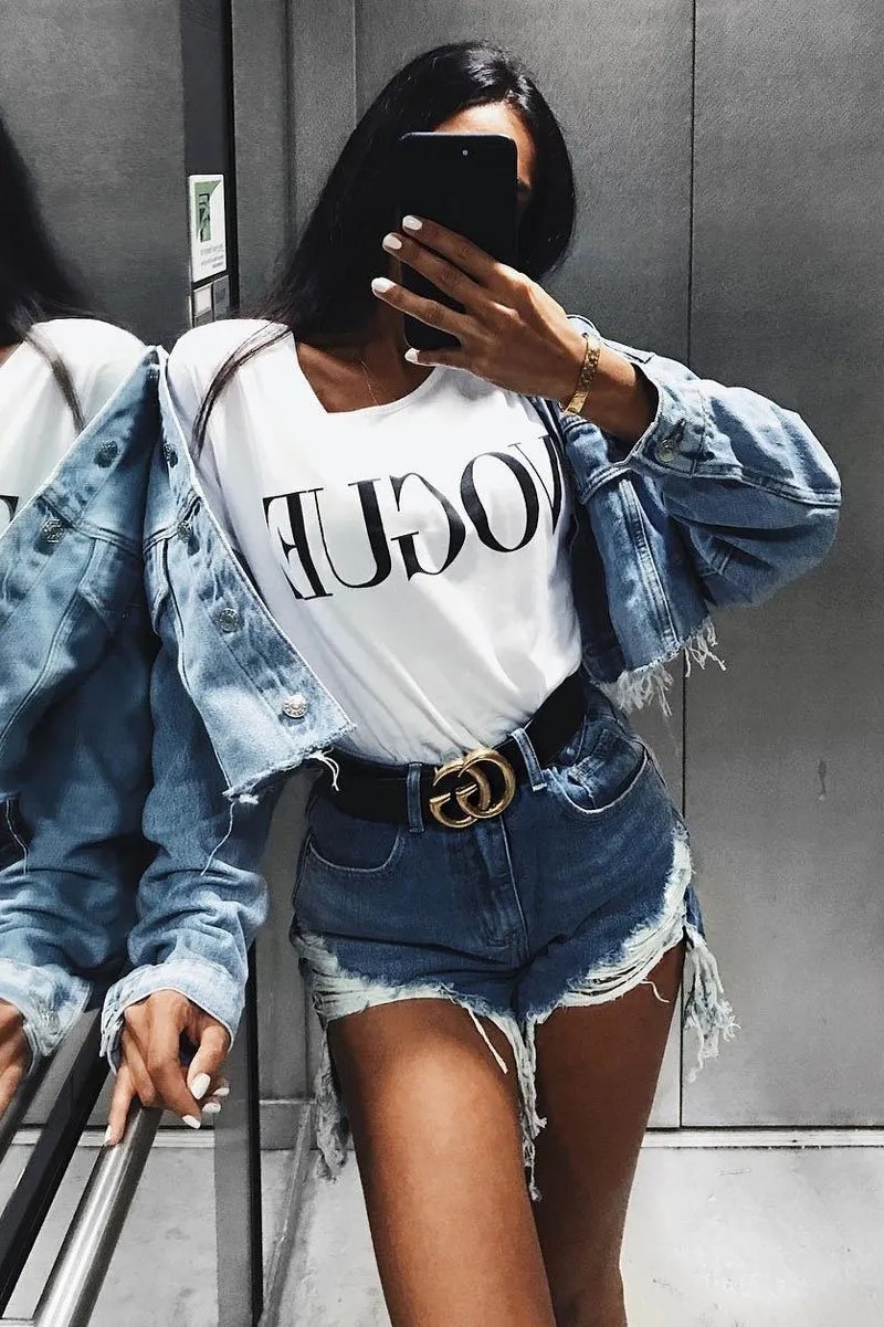White Vogue Slogan Top - Birda