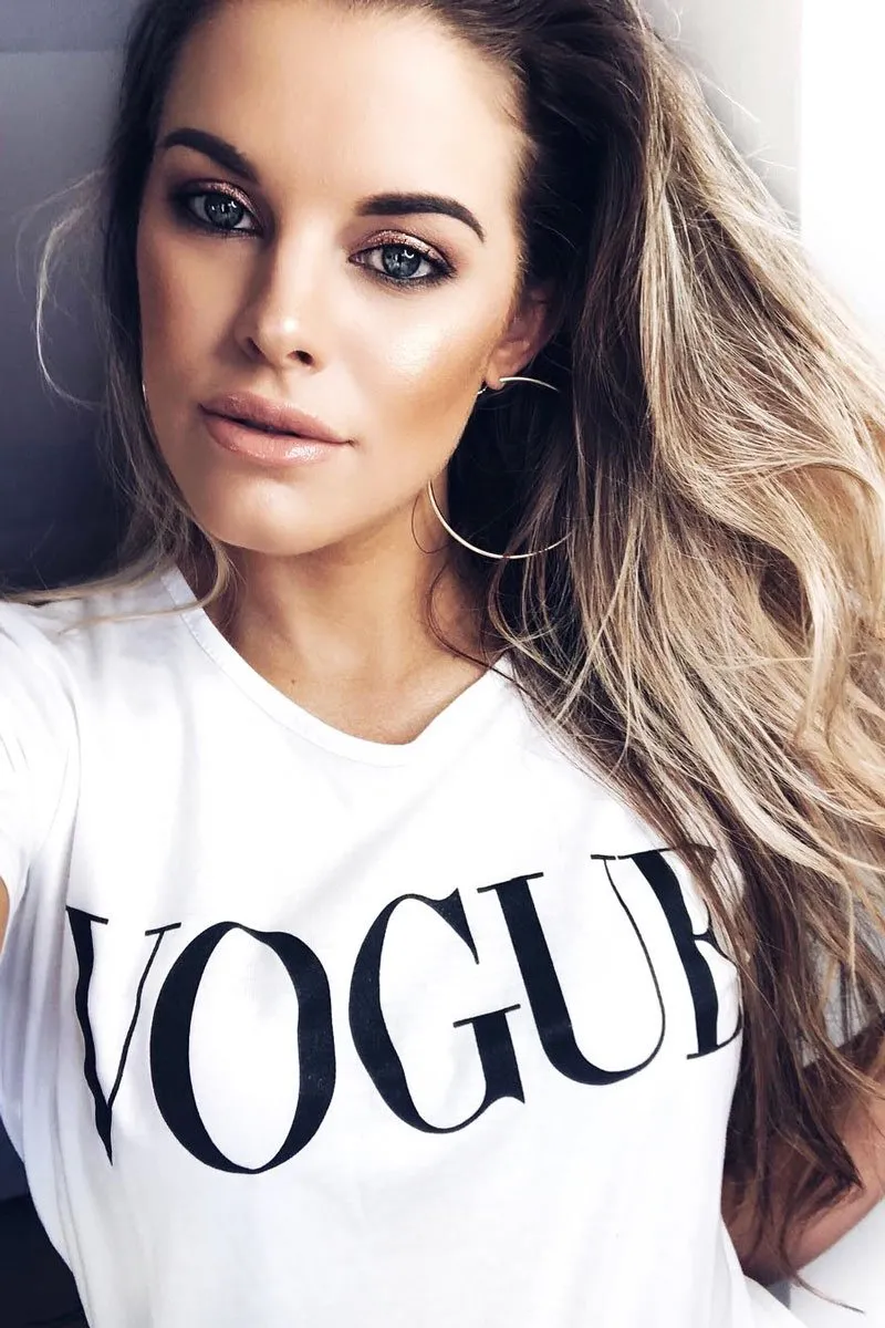 White Vogue Slogan Top - Birda