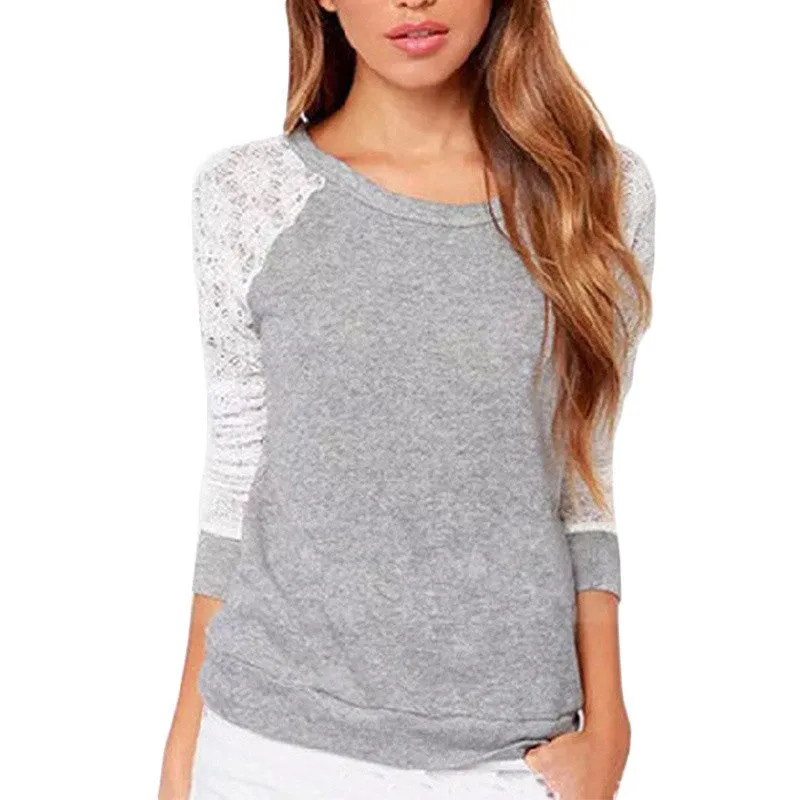 Women Hoody Summer Spring Autumn Fashion Lace Patchwork Hoodies Backless Shirt Tops Casual Sweatshirts Mujer Camisas Femininas