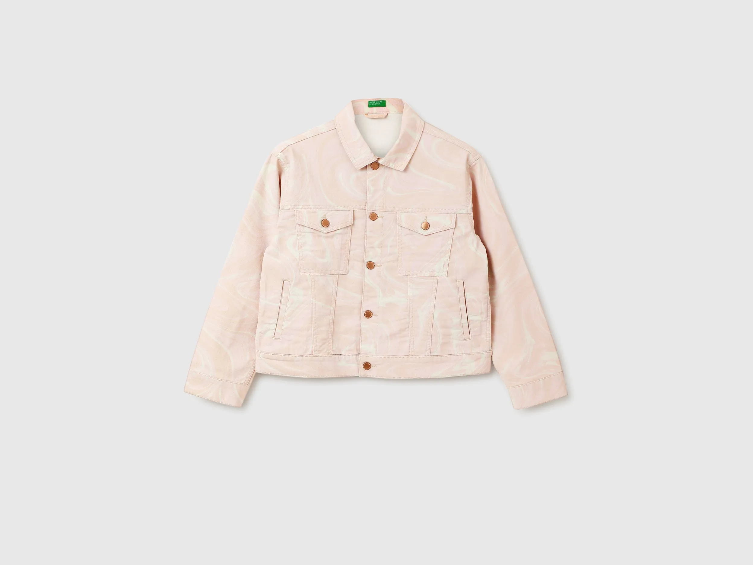 Women Marble Print Spread Collar Jacket