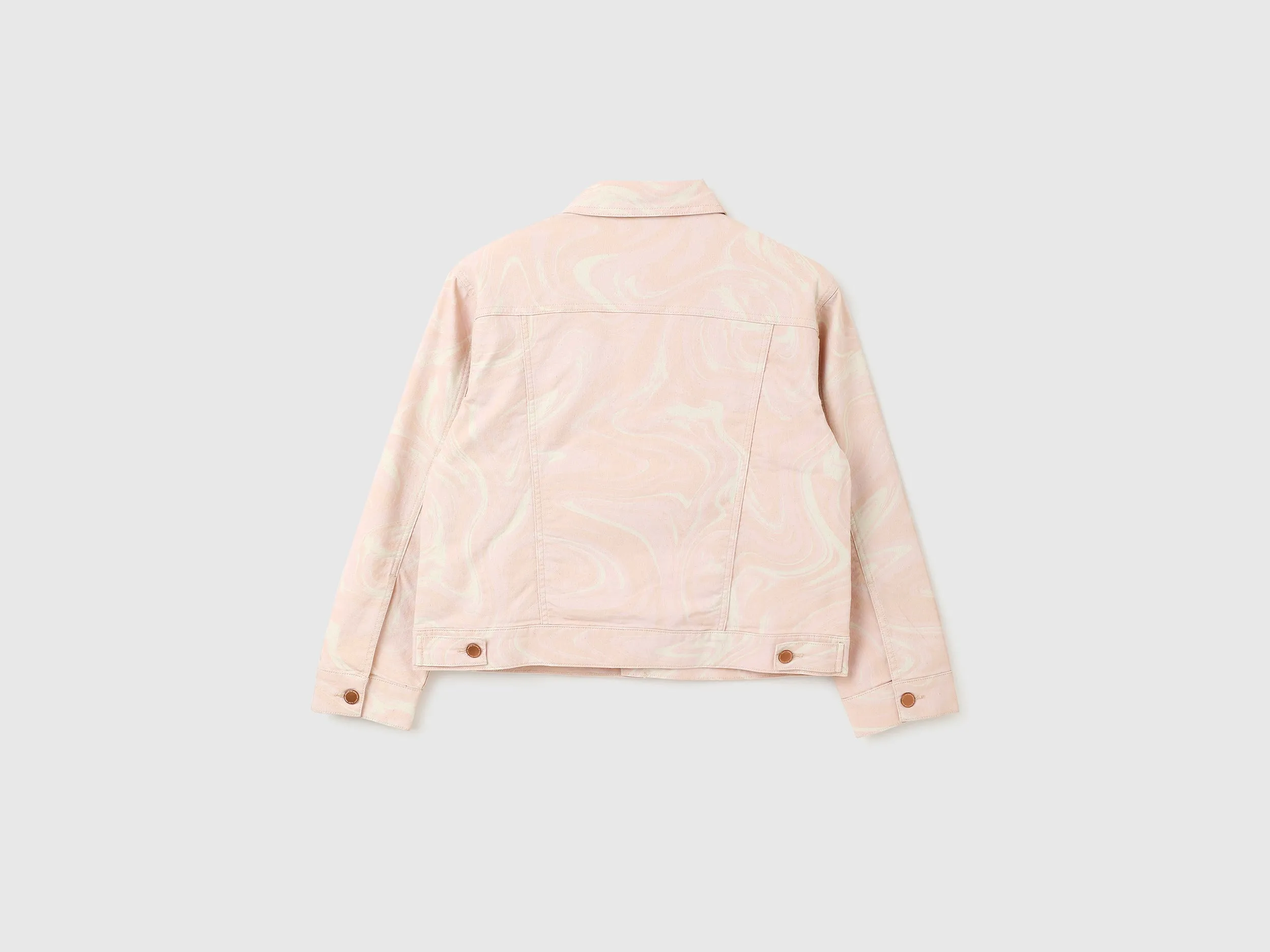 Women Marble Print Spread Collar Jacket