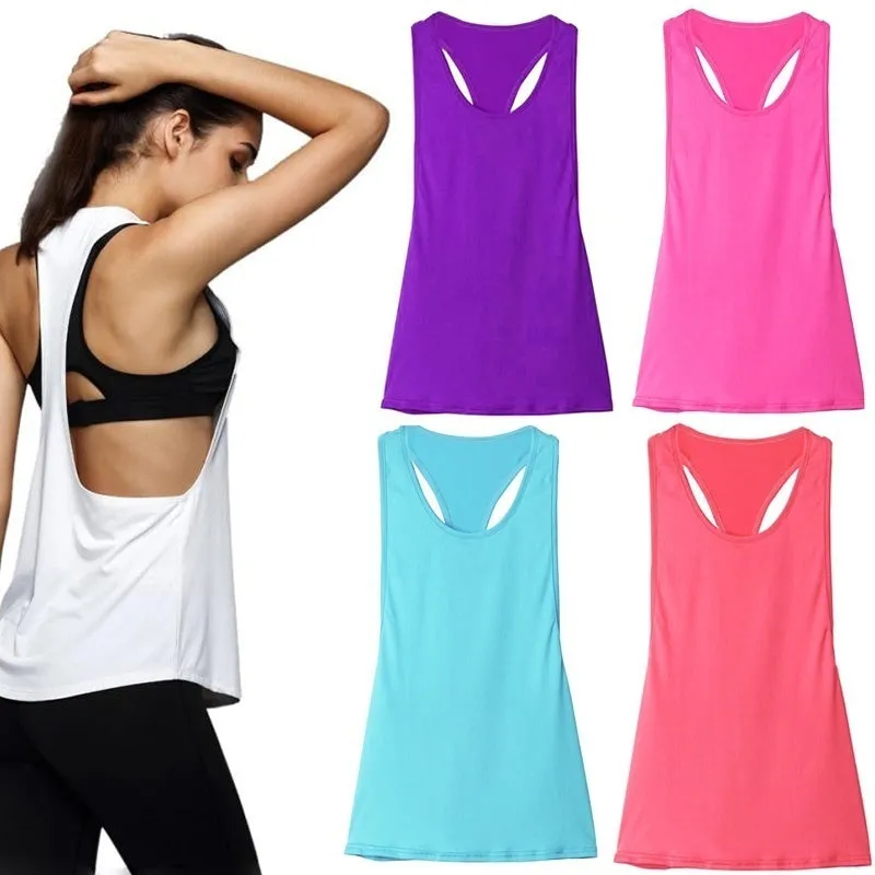 Women Tank Tops Blouse Loose Sleeveless Shirt  Training Running Vest  Women Gym Tank Top