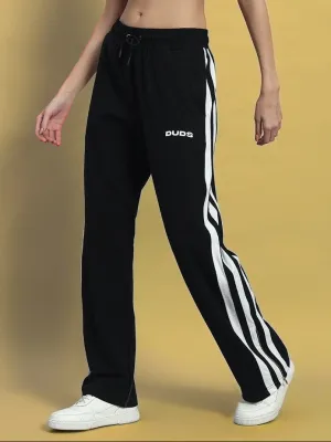 WOMEN'S AVALON SLIT ZIPPER JOGGERS (BLACK-WHITE)