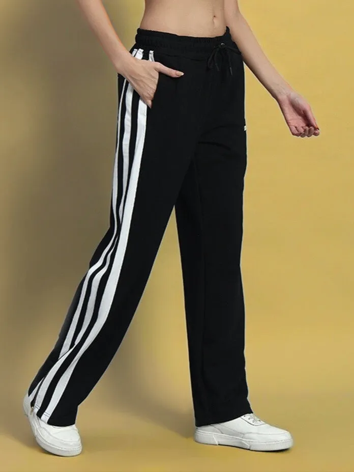 WOMEN'S AVALON SLIT ZIPPER JOGGERS (BLACK-WHITE)