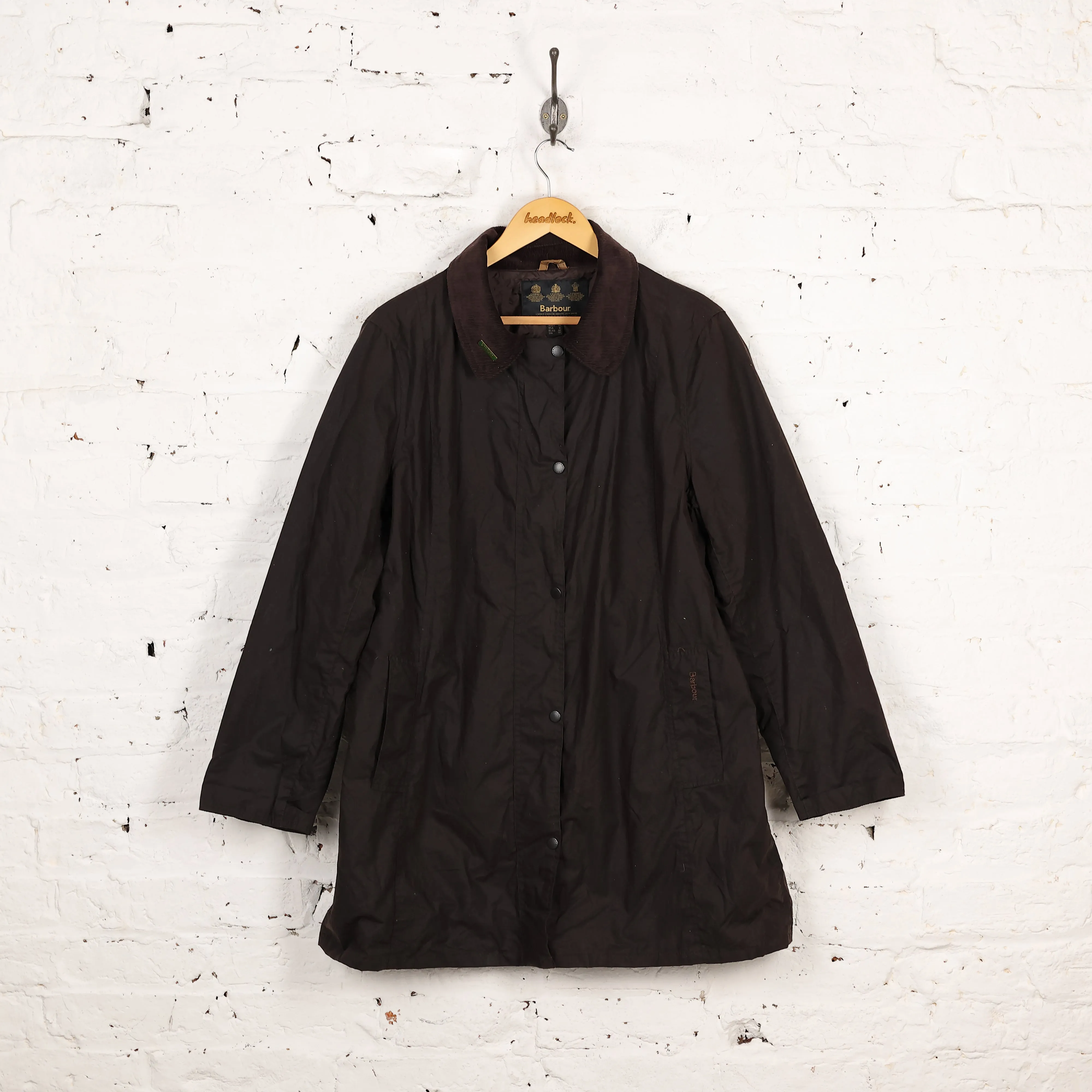 Women's Barbour Hamshire Wax Jacket Coat - Brown - Women's XL