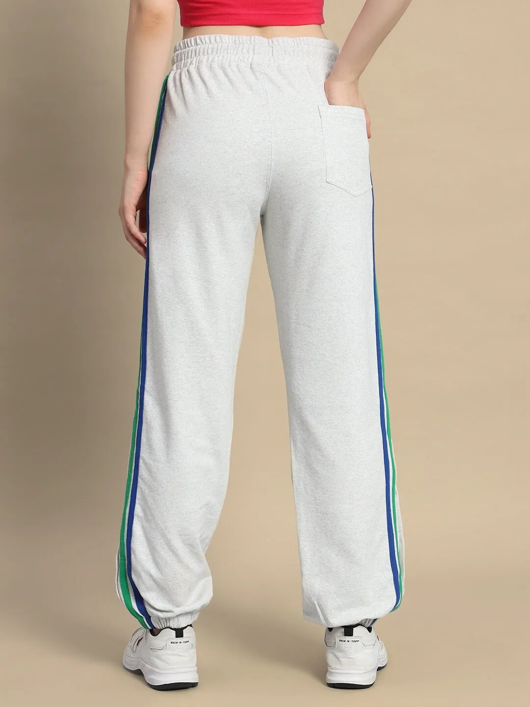 WOMEN'S DUDS PRISM COLORFUL STRIPE JOGGERS (MELANGE GREY)