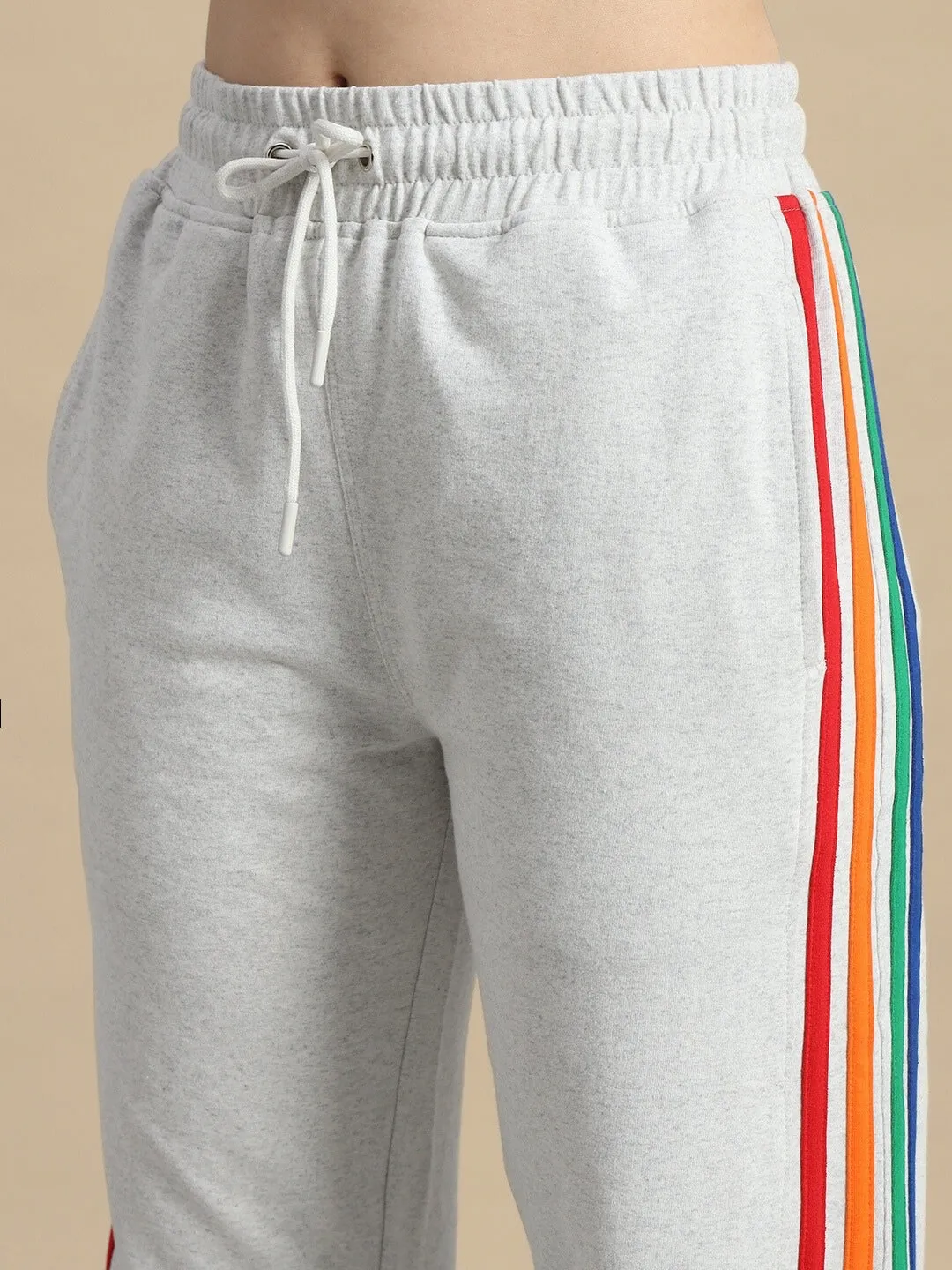WOMEN'S DUDS PRISM COLORFUL STRIPE JOGGERS (MELANGE GREY)