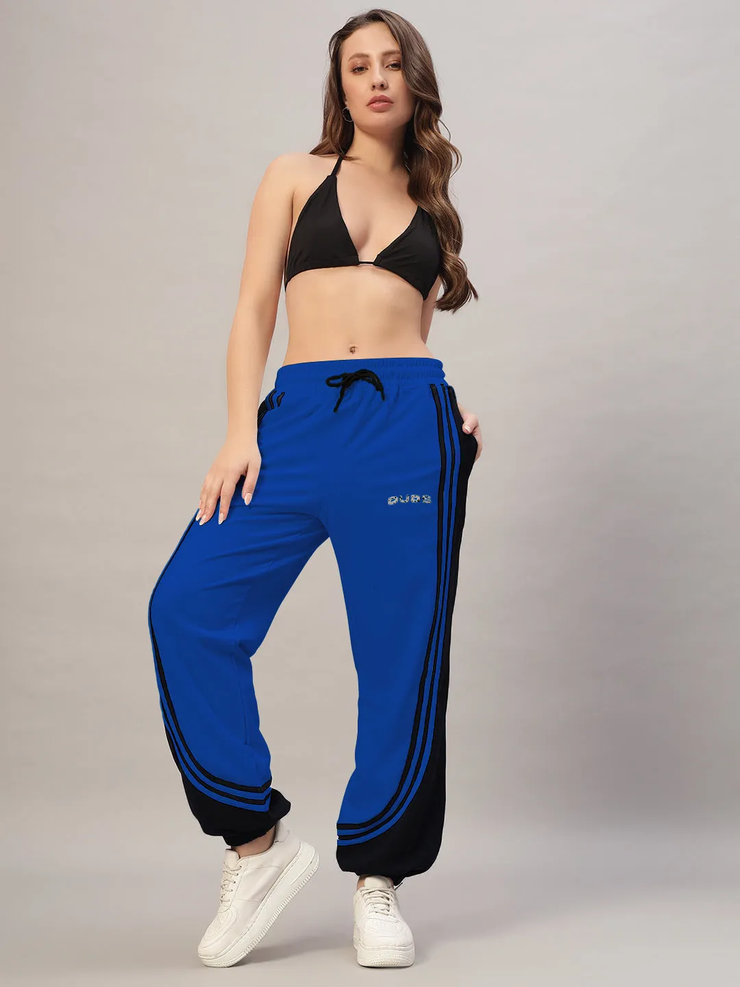 WOMEN'S FRENZY CURVE CONTRAST JOGGERS (BLUE BLACK)