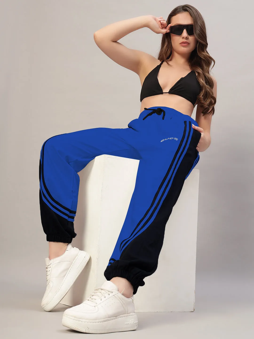 WOMEN'S FRENZY CURVE CONTRAST JOGGERS (BLUE BLACK)