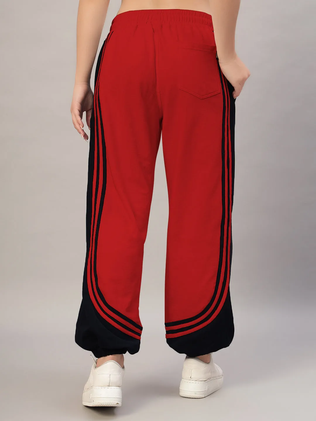 WOMEN'S FRENZY CURVE CONTRAST JOGGERS (RED BLACK)