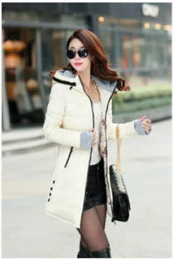 Women's Hooded Cotton-Padded Jacket Winter Medium-Long Cotton Coat Plus Size Down Jacket Female Slim Ladies Jackets Coats Gift