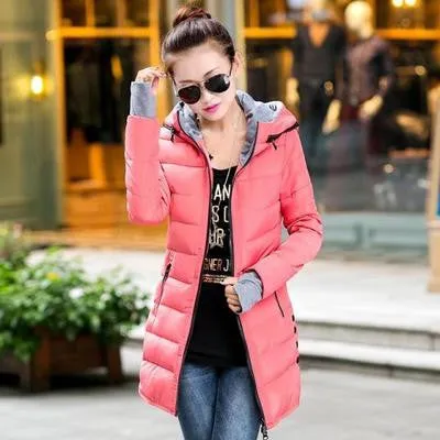 Women's Hooded Cotton-Padded Jacket Winter Medium-Long Cotton Coat Plus Size Down Jacket Female Slim Ladies Jackets Coats Gift