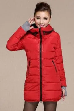 Women's Hooded Cotton-Padded Jacket Winter Medium-Long Cotton Coat Plus Size Down Jacket Female Slim Ladies Jackets Coats Gift