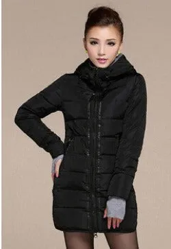 Women's Hooded Cotton-Padded Jacket Winter Medium-Long Cotton Coat Plus Size Down Jacket Female Slim Ladies Jackets Coats Gift