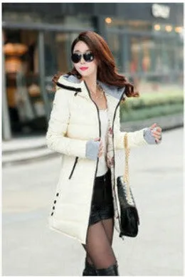 Women's Hooded Cotton-Padded Jacket Winter Medium-Long Cotton Coat Plus Size Down Jacket Female Slim Ladies Jackets Coats Gift
